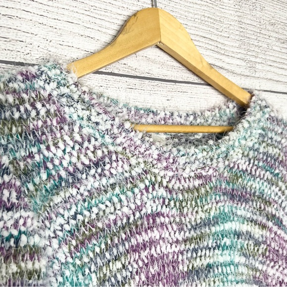 Soft Fuzzy Knit Sweater Purple Blue Green White Size XL - Picture 3 of 9
